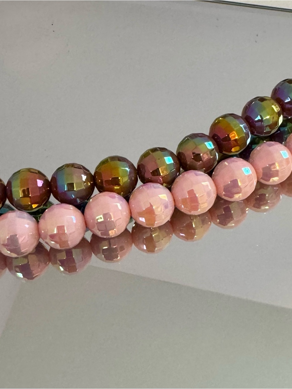 New Brown & Pink Disco Pearls Bag Chain